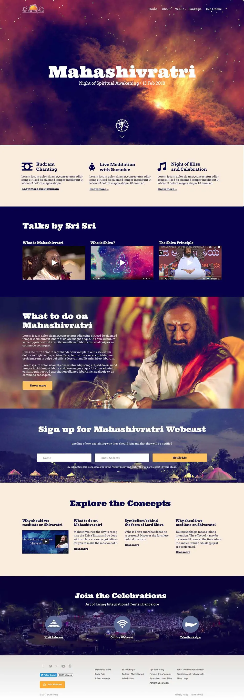 Mahashivratri website home page layout
